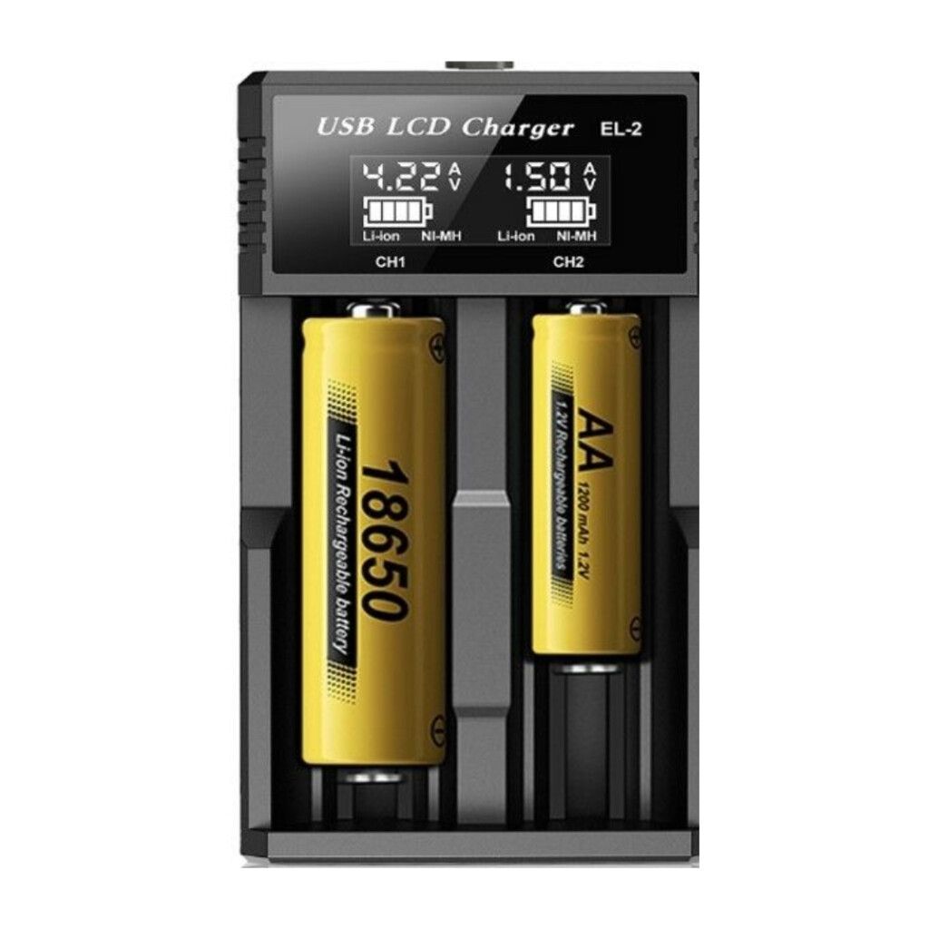 CARGADOR DE PILAS MODS-727 DOBLE LED - STOCK - NEGRO