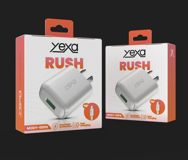 CARGADOR 220V 4.8A RUSH 1USB + CABLE V8 MODY-00FN - YEXA - BLANCO
