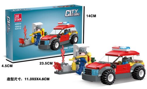 ENCASTRABLE BOMBEROS CAMION 104 PIEZAS JDMZ-116 - ZUMO - ROJO